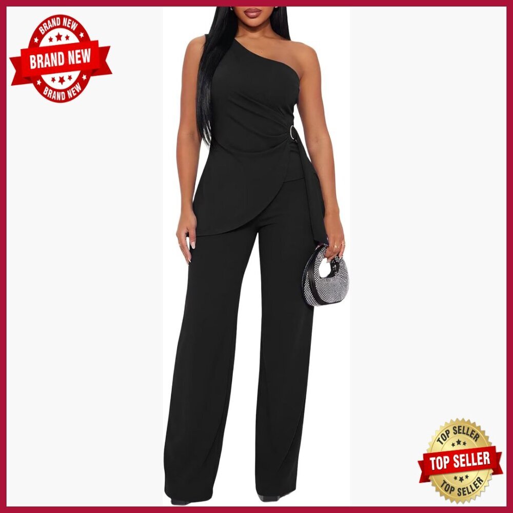 Sexy Off Shoulder Two Piece Pantsuit Formal Jumpsuit Set Polyester Spandex
